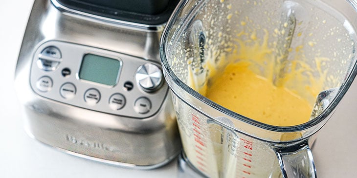 blending high protein waffle batter in breville blender