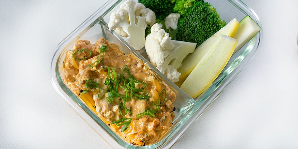 buffalo chicken dip in meal prep container 