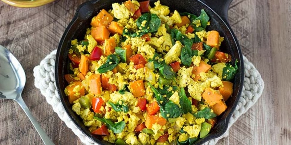 cheesy vegan tofu scramble for meal prep