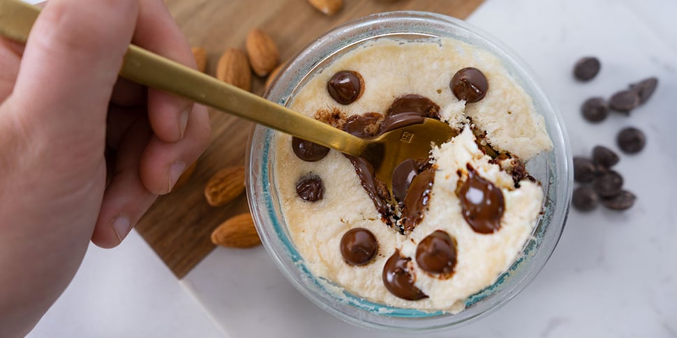 eating vegan mug cake 