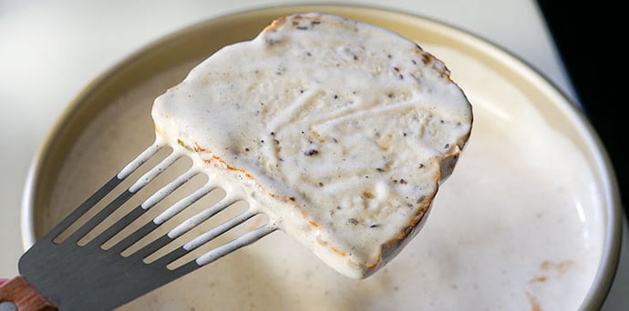 Dip protein bread into vegan French toast batter