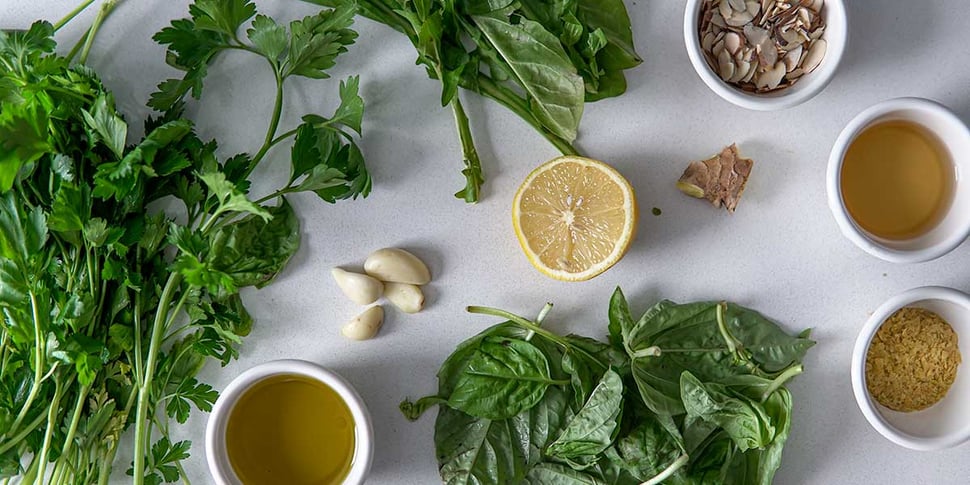 ingredients for dandelion pesto recipe