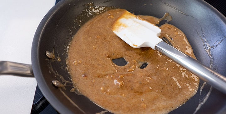 melting ingredients for no-bake peanut butter oatmeal cookie recipe 