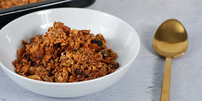 Paleo Gluten Free Granola Recipe Plated On a white dish