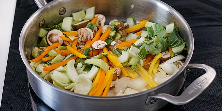 vegan curry sauteing ingredients